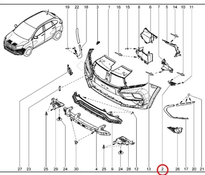 Кронштейн-направляющая бампера LADA 622235857R