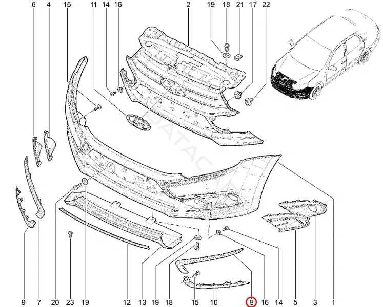 Накладка бампера LADA 8450100991