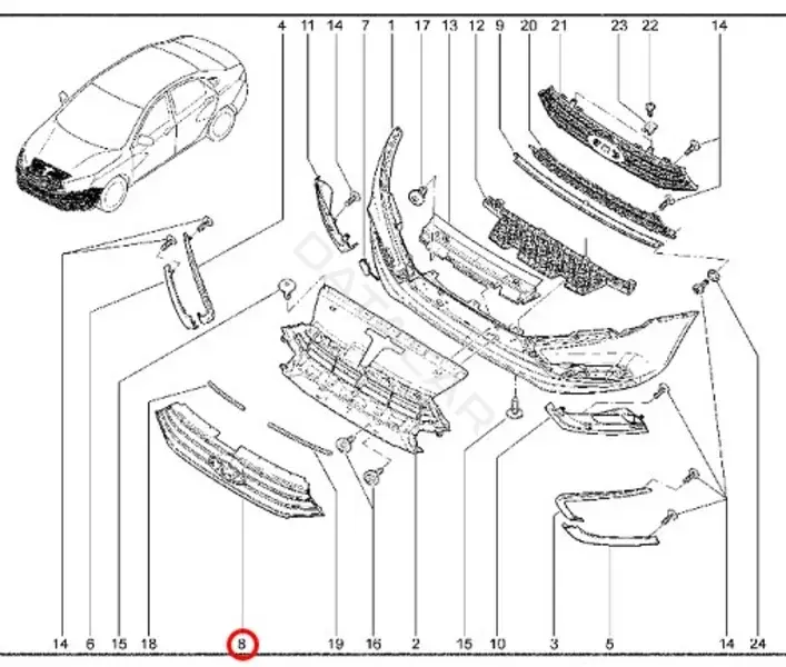 Накладка бампера LADA 8450030181
