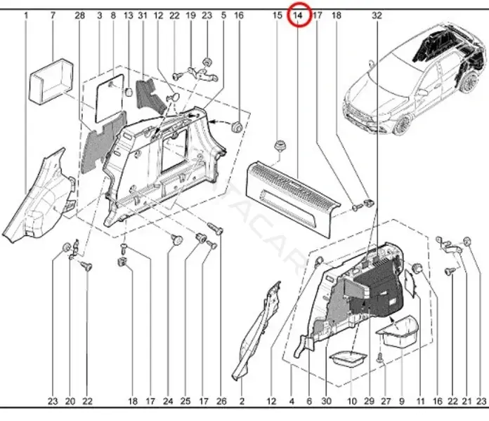 Обшивка багажника LADA 8450007149