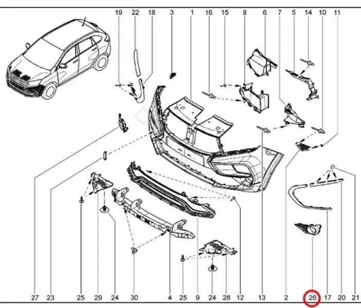 Накладка бампера LADA 620250389R