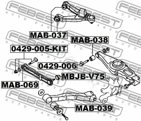 Болт подвески FEBEST 0429-005-KIT