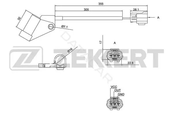 Датчик давления воздуха ZEKKERT SE-4016