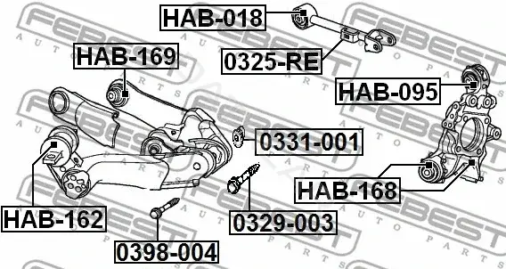 Болт подвески FEBEST 0398-004