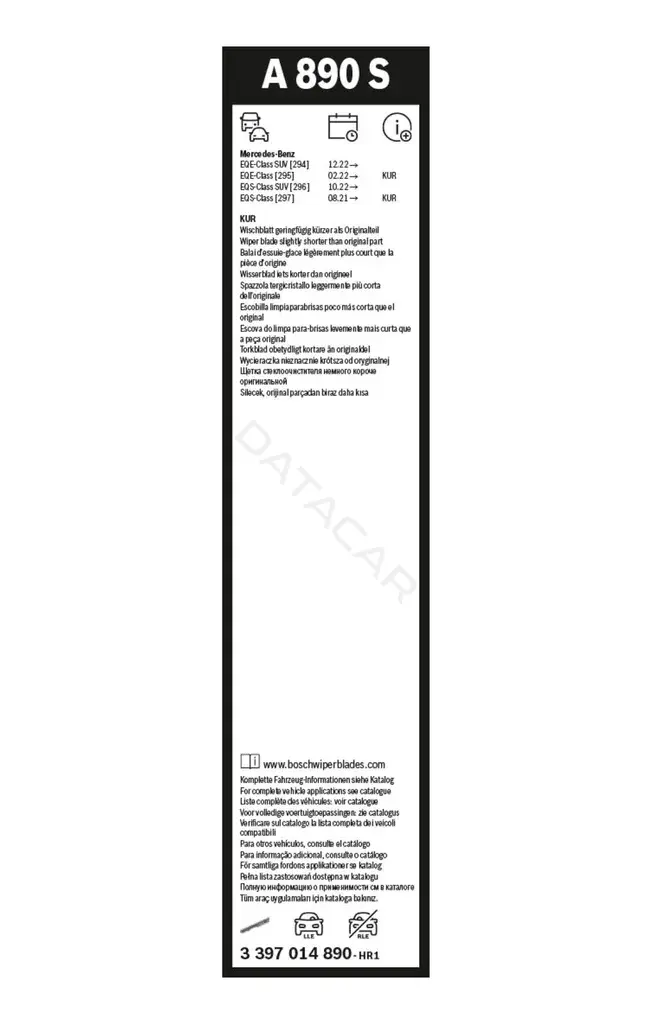 Щетки стеклоочистителя BOSCH 3397014890