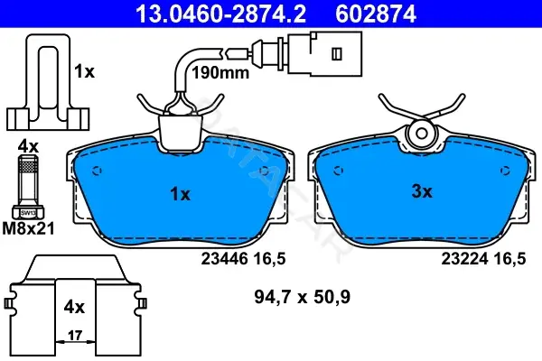 Тормозные колодки ATE 13.0460-2874.2