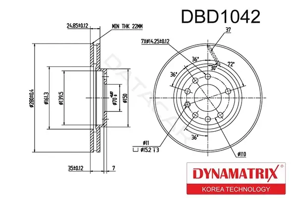 Тормозные диски DYNAMATRIX DBD1042