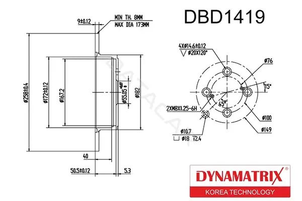 Тормозные диски DYNAMATRIX DBD1419