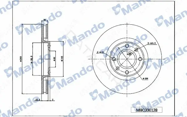 Тормозные диски MANDO MBC030128