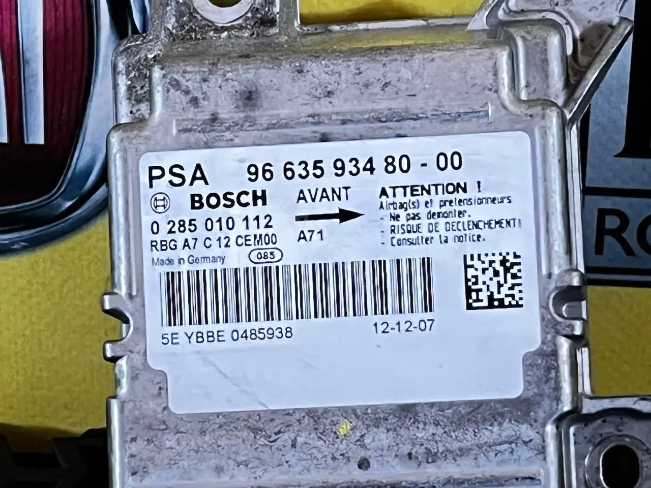 Блок управления подушками безопасности 0 285 010 112, 96 635 934 80-00