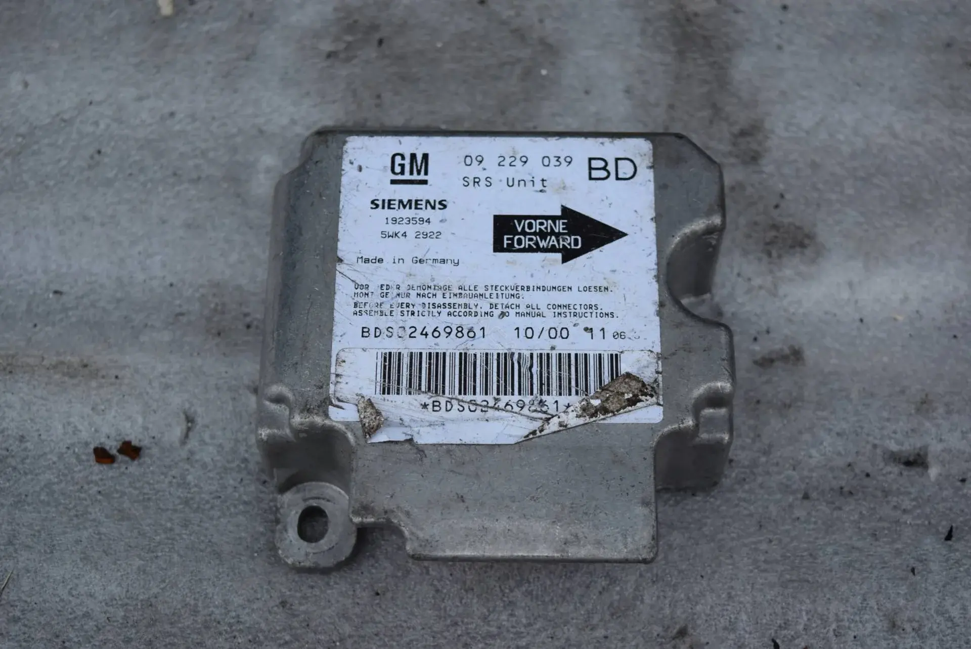 Блок управления подушками безопасности 09229039, 09229039BD